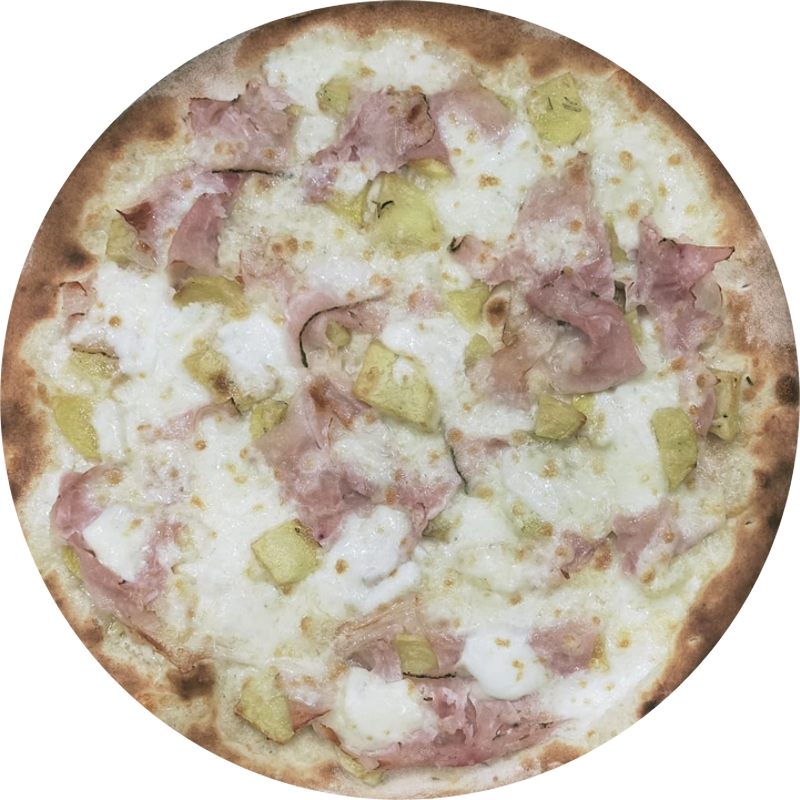 Chi Siamo Pizza con prosciutto cotto di Praga e mozzarella su impasto artigianale