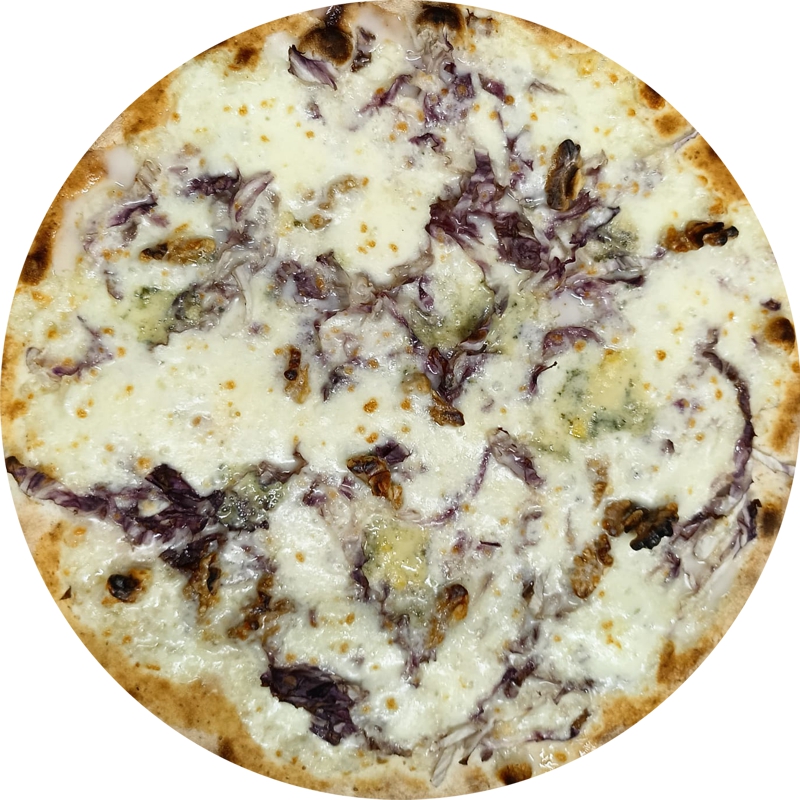 Chi Siamo Pizza con radicchio e gorgonzola su impasto artigianale