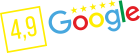 Recensioni Google della Pizzeria del Sole con punteggio elevato e logo Google